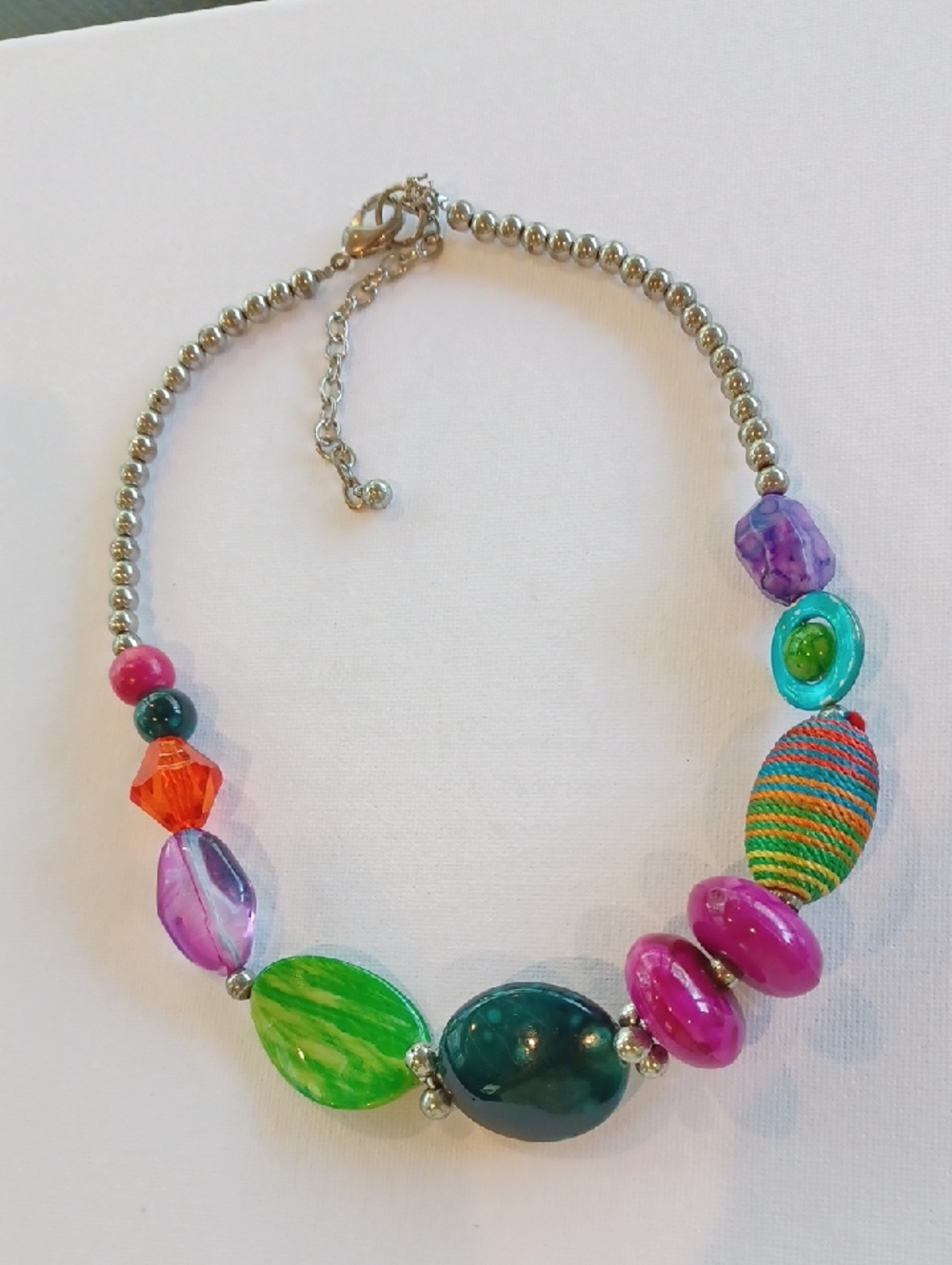 Treska Mixed Media Multi Color Statement Beaded Adjustable Necklace